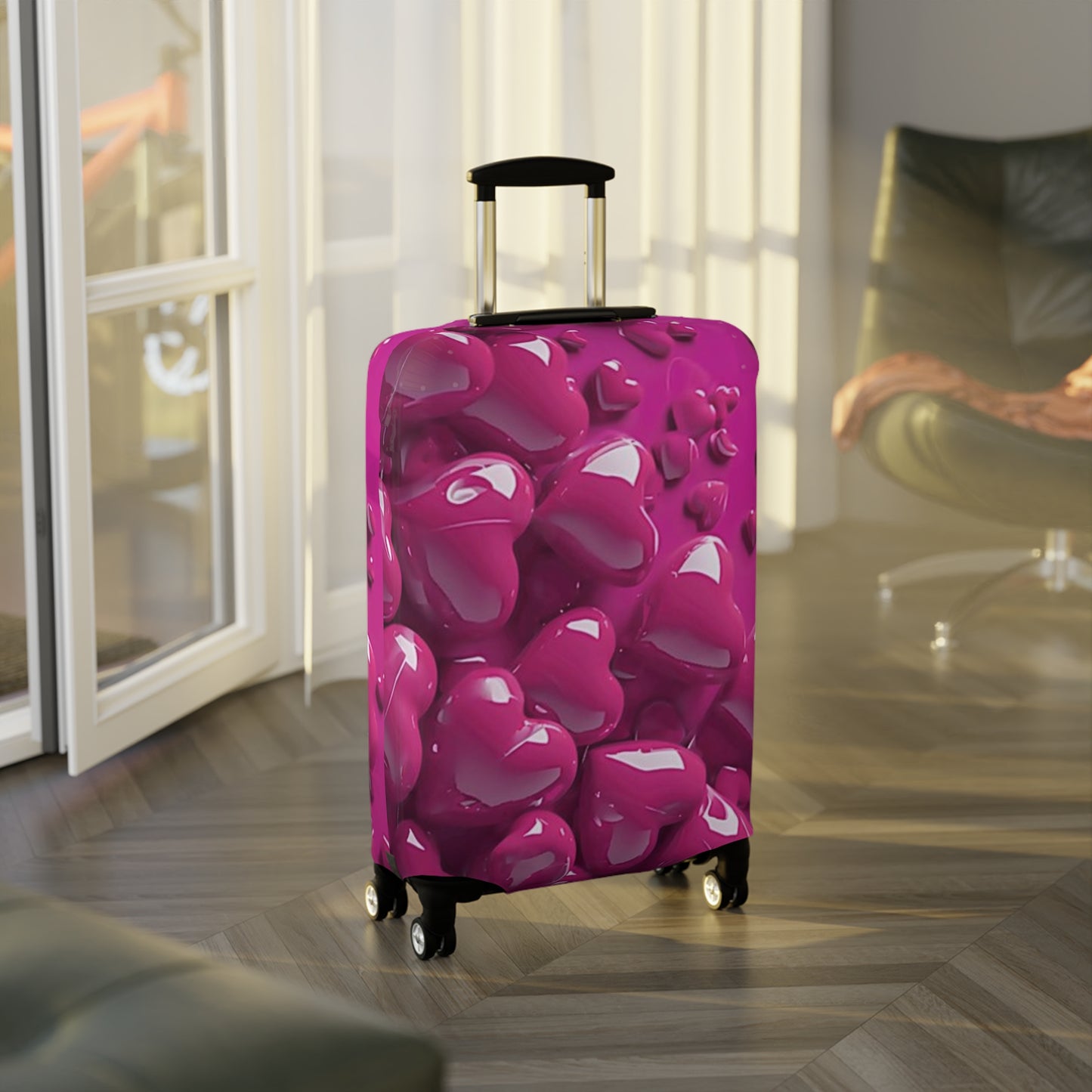 Vibrant Heart Luggage Cover - Stylish Travel Accessory, Personalized Suitcase Protector, Gift for Travelers, Flexible Fit, Airport Style