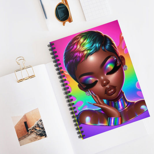 Rainbow Vibe Spiral Notebook, Colorful Art Journal, Aesthetic Stationery, Gift for Artists, Cute Diary