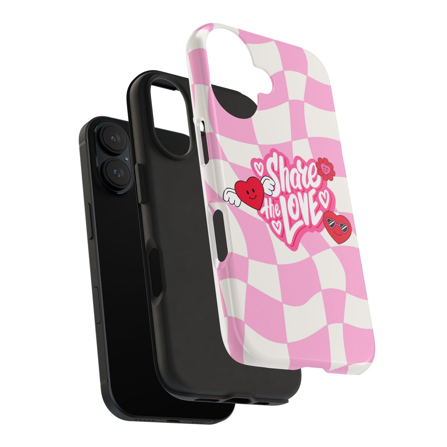 Share the Love Tough Phone Cases - Cute Heart Designs for Valentine's Day, Cute Phone Accessories, Gifts for Teens, Stylish Phone Covers