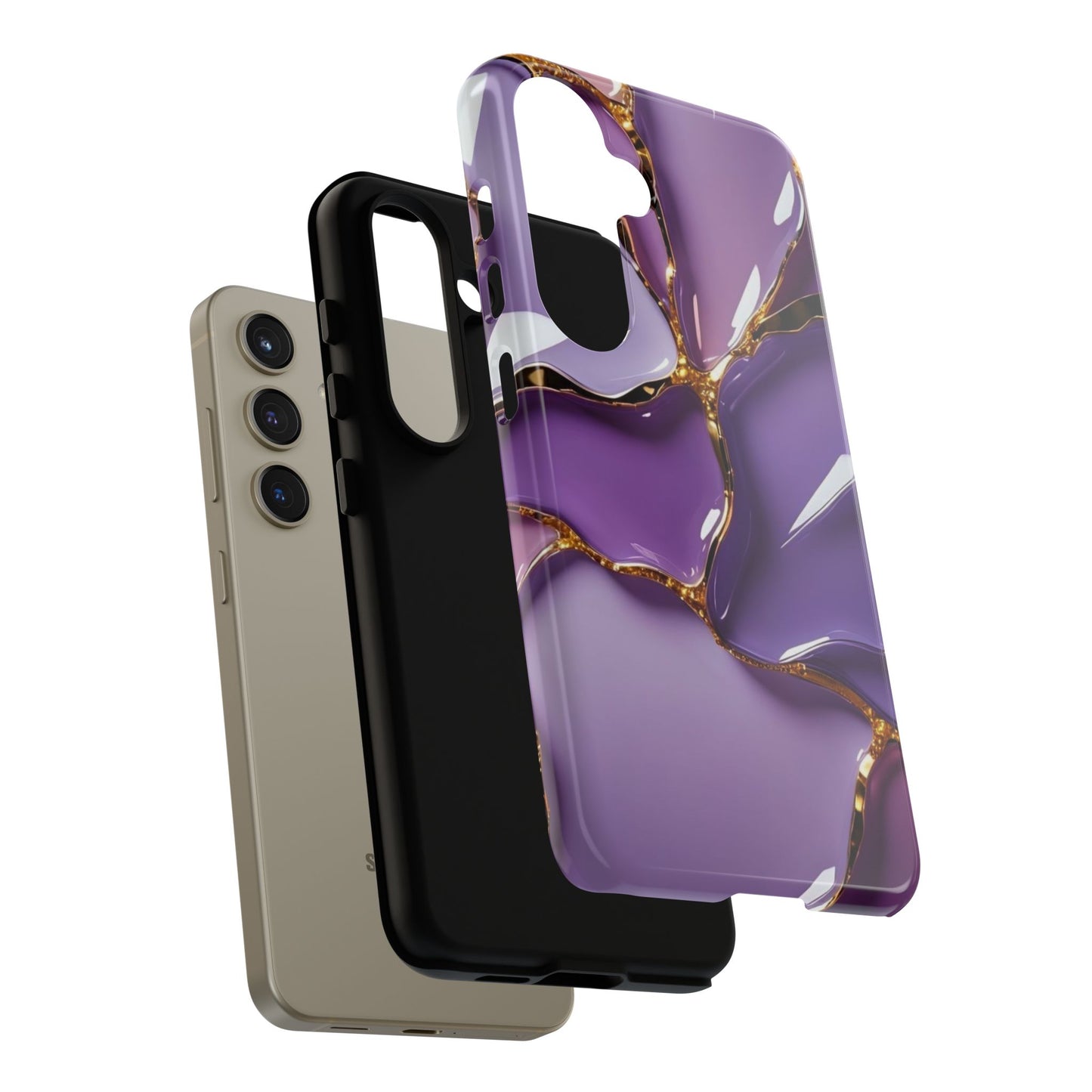 Elegant Phone Case with Purple Marble Design, Tough Phone Cover, Chic Mobile Accessory, Unique Gift for Her, Stylish Phone Protector - Samsung case