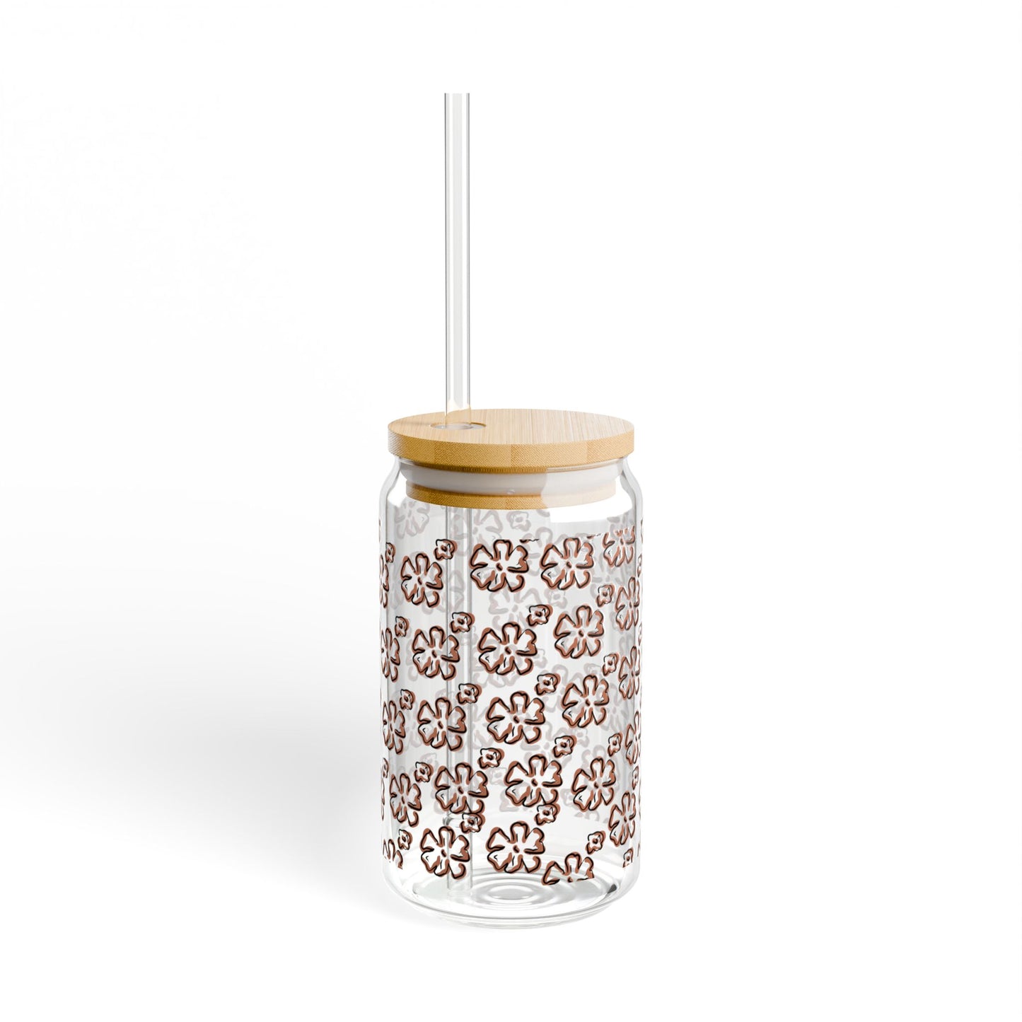 Chic Floral Sipper Glass, 16oz - Perfect for Summer Parties, Home Decor, Gifts, Eco-Friendly Hydration, Tropical Vibes