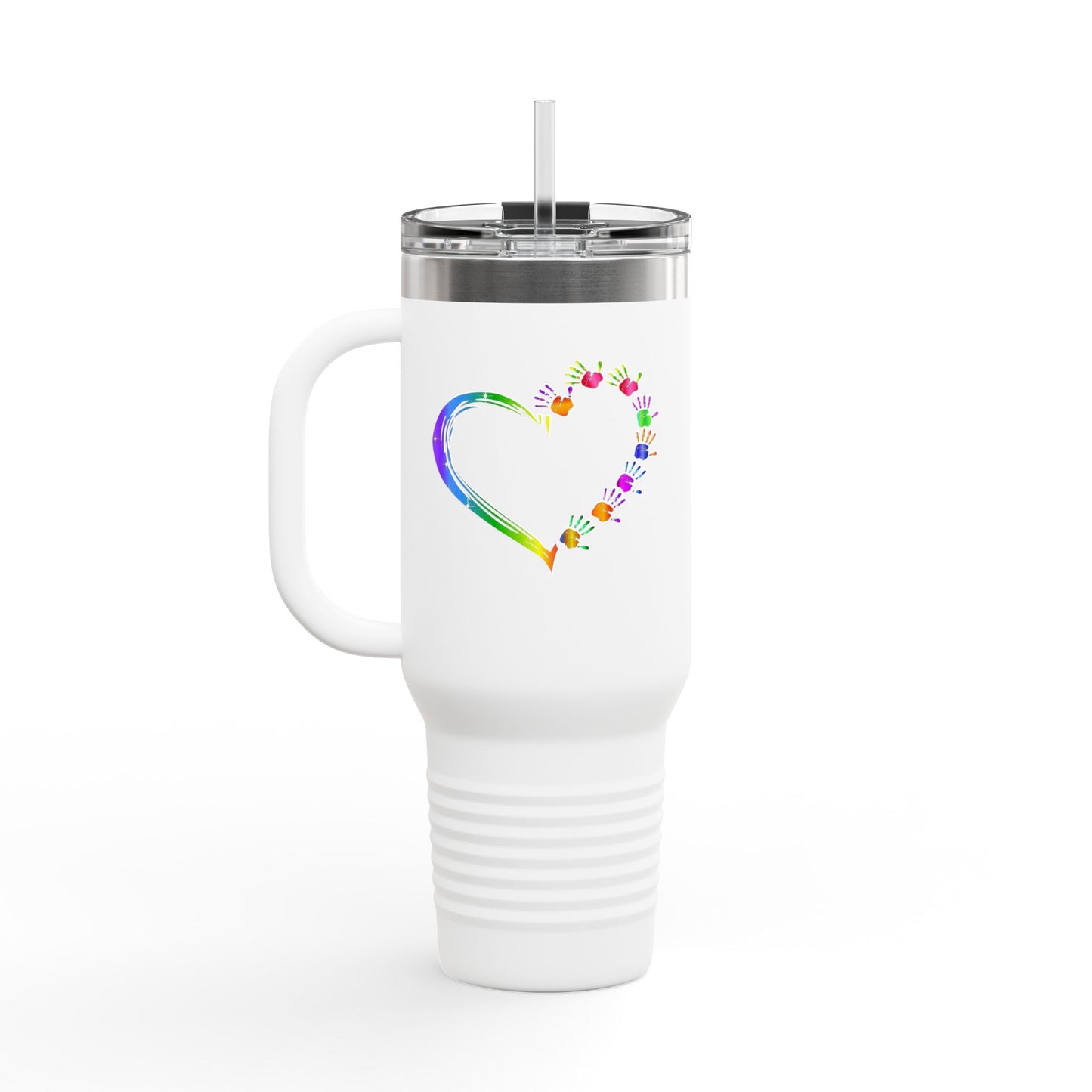 Rainbow Heart Insulated Travel Tumbler 40oz