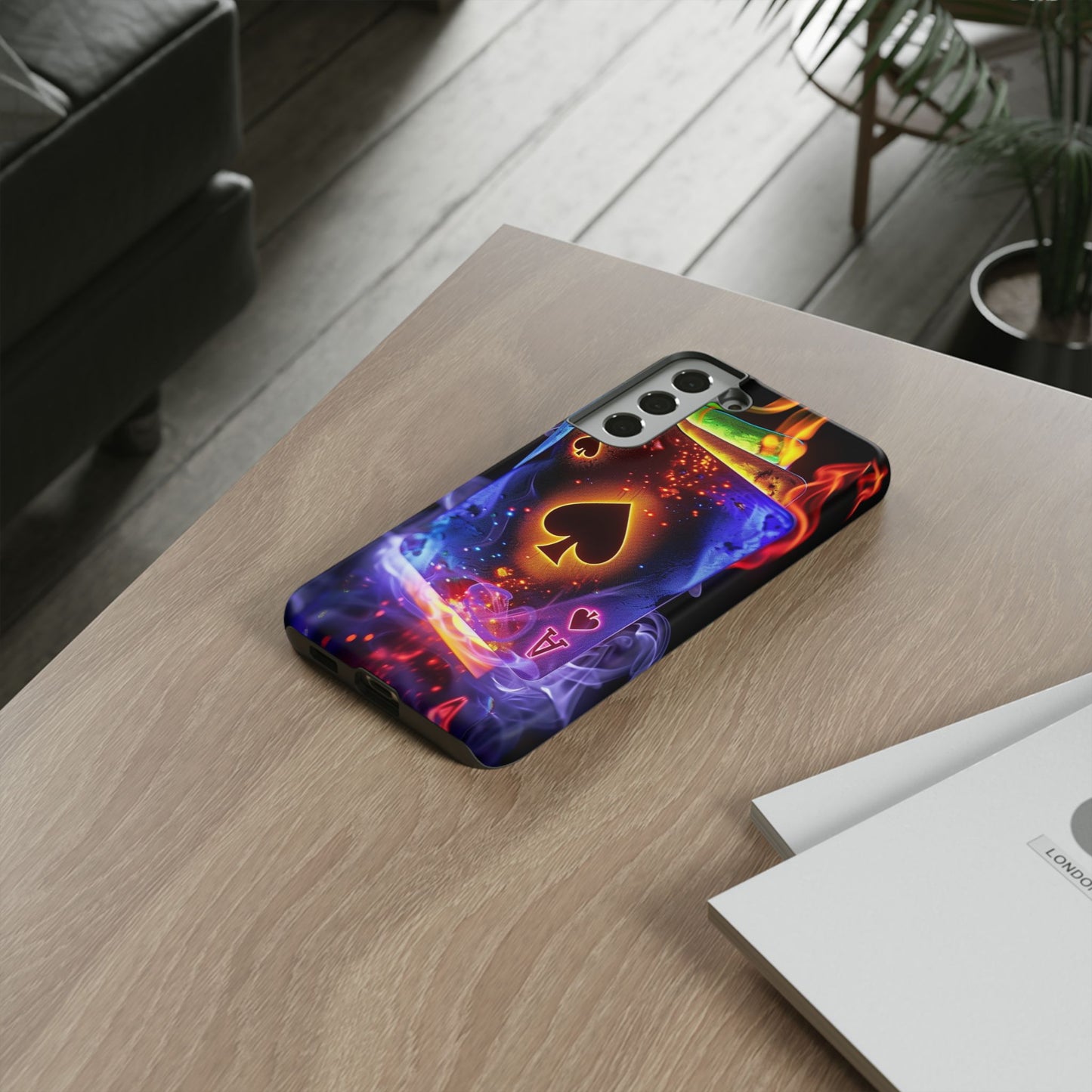 Vibrant Phone Case with Ace of Spades Design, Tough Phone Cover, Colorful Gift for Gamer| Samsung Case