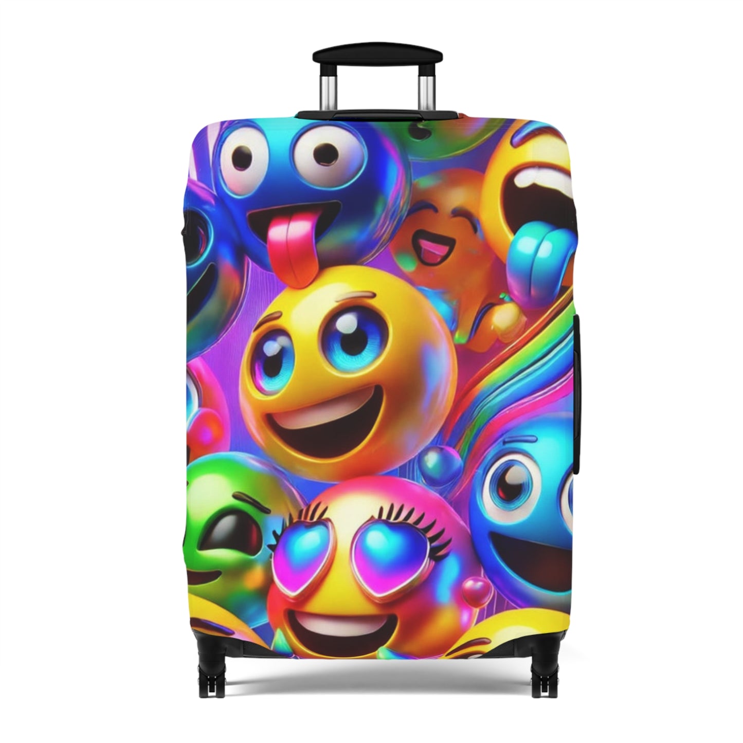 Vibrant Emoji Luggage Cover, Fun Travel Accessory, Personalized Luggage Protector, Gifts for Travelers, Colorful Suitcase Cover