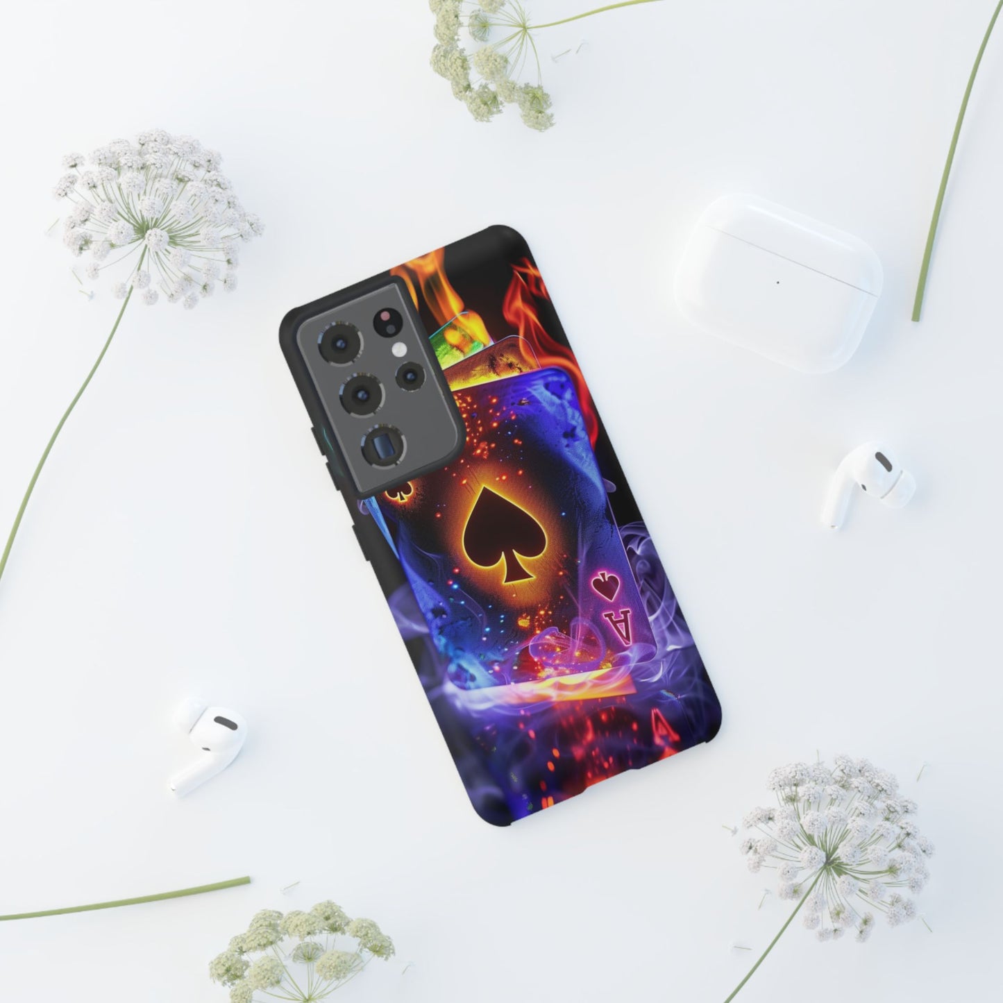Vibrant Phone Case with Ace of Spades Design, Tough Phone Cover, Colorful Gift for Gamer| Samsung Case