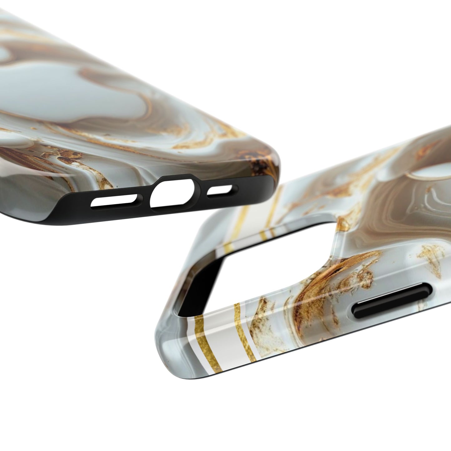 Elegant Gold & White Tough Phone Cases, Stylish Phone Protection, Gift for Apple Lovers, Tech Accessories, Trendy Phone Cover | Iphone Case