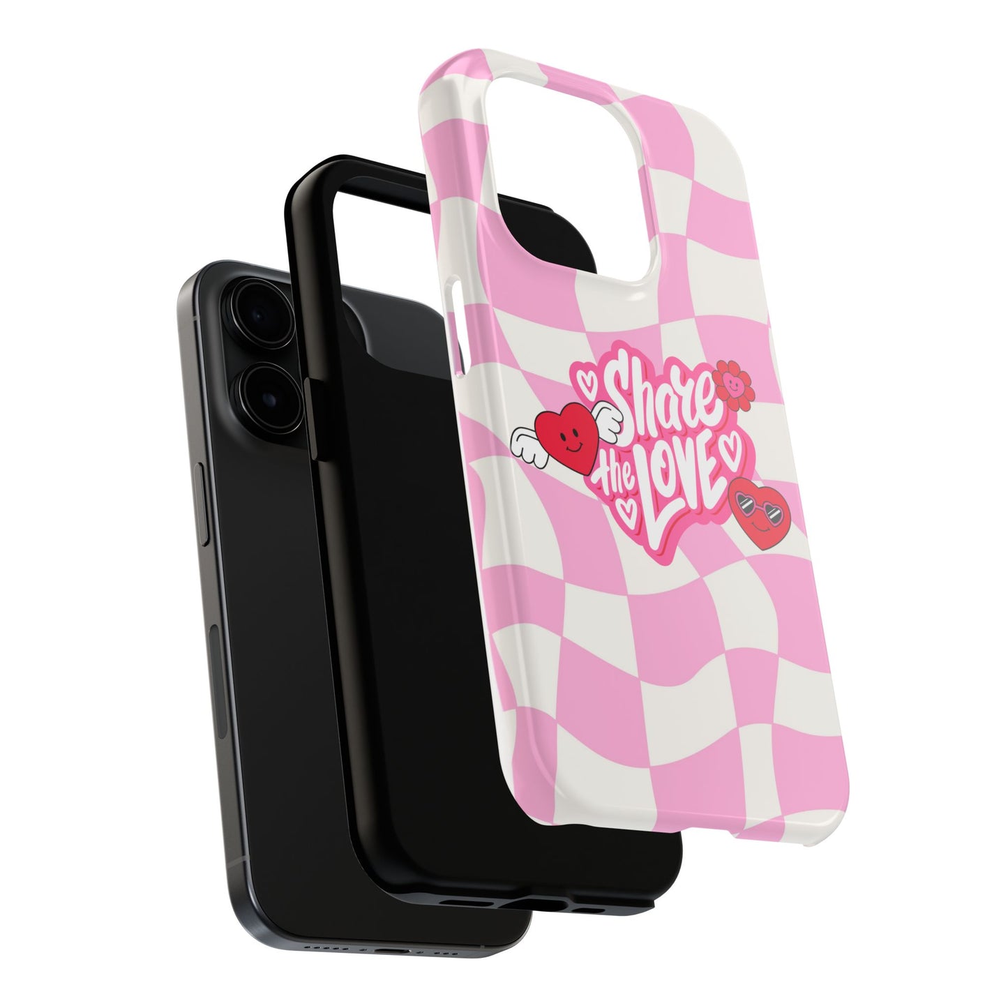 Share the Love Tough Phone Cases - Cute Heart Designs for Valentine's Day, Cute Phone Accessories, Gifts for Teens, Stylish Phone Covers