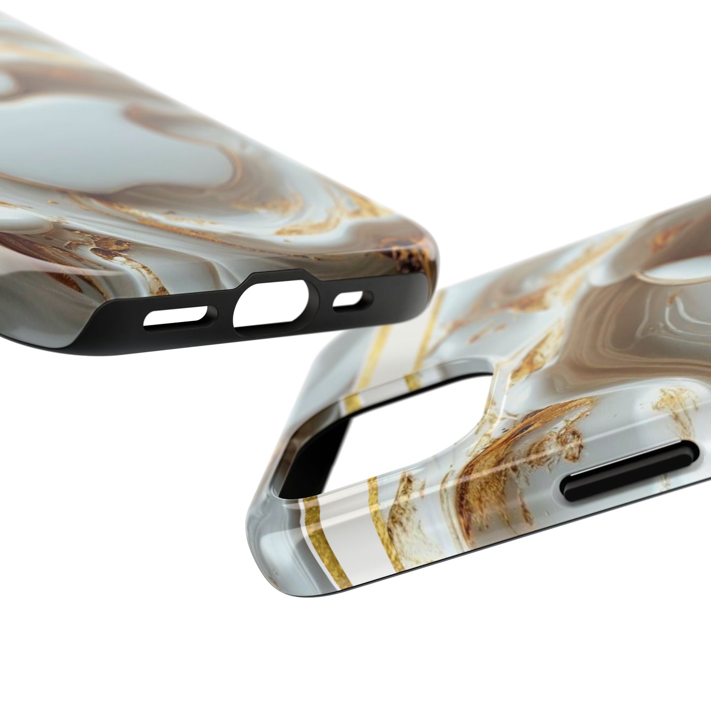 Elegant Gold & White Tough Phone Cases, Stylish Phone Protection, Gift for Apple Lovers, Tech Accessories, Trendy Phone Cover | Iphone Case