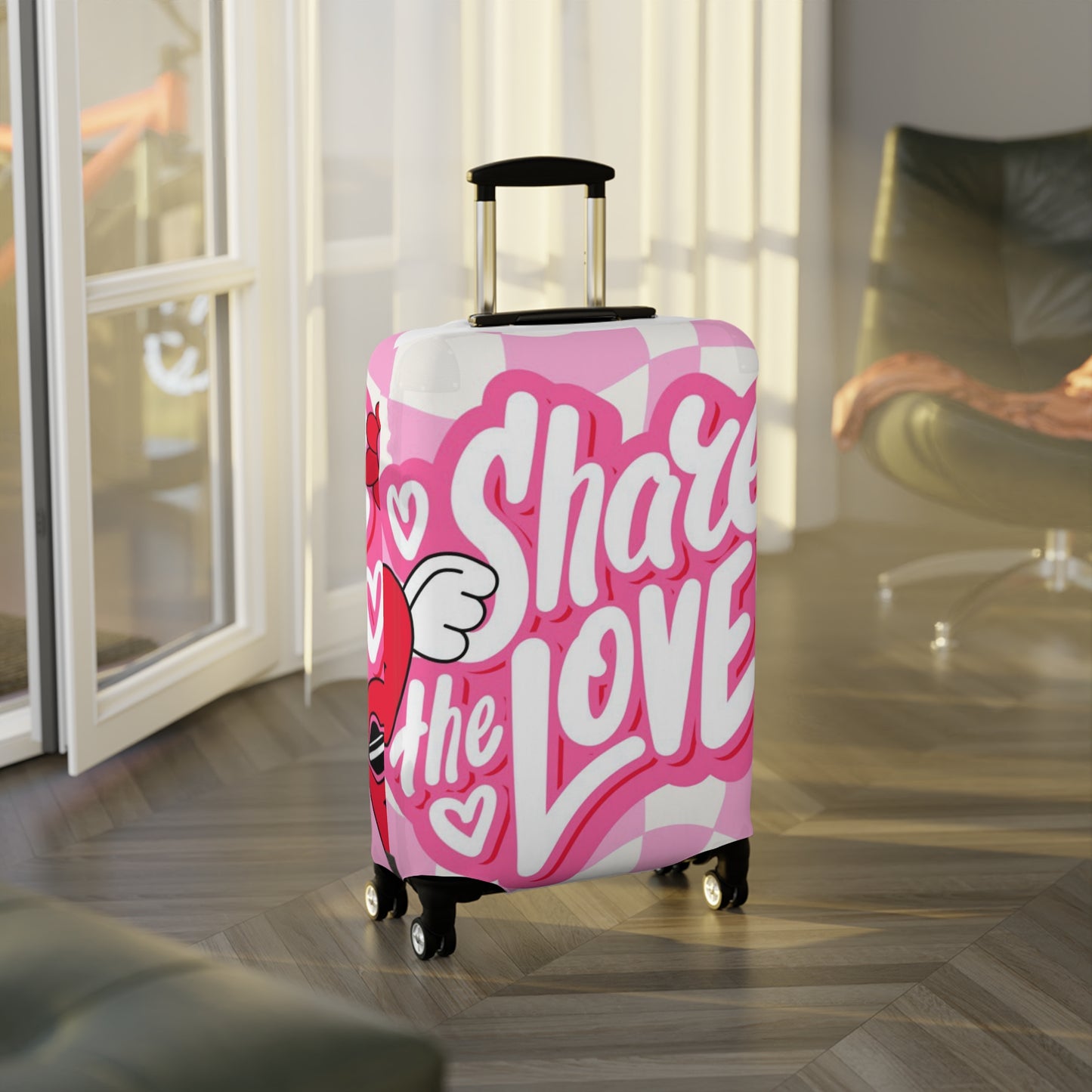 Colorful Luggage Cover - Share the Love, Travel Accessory, Suitcase Protector, Gift for Travelers, Fun Travel Gear | Suitcase