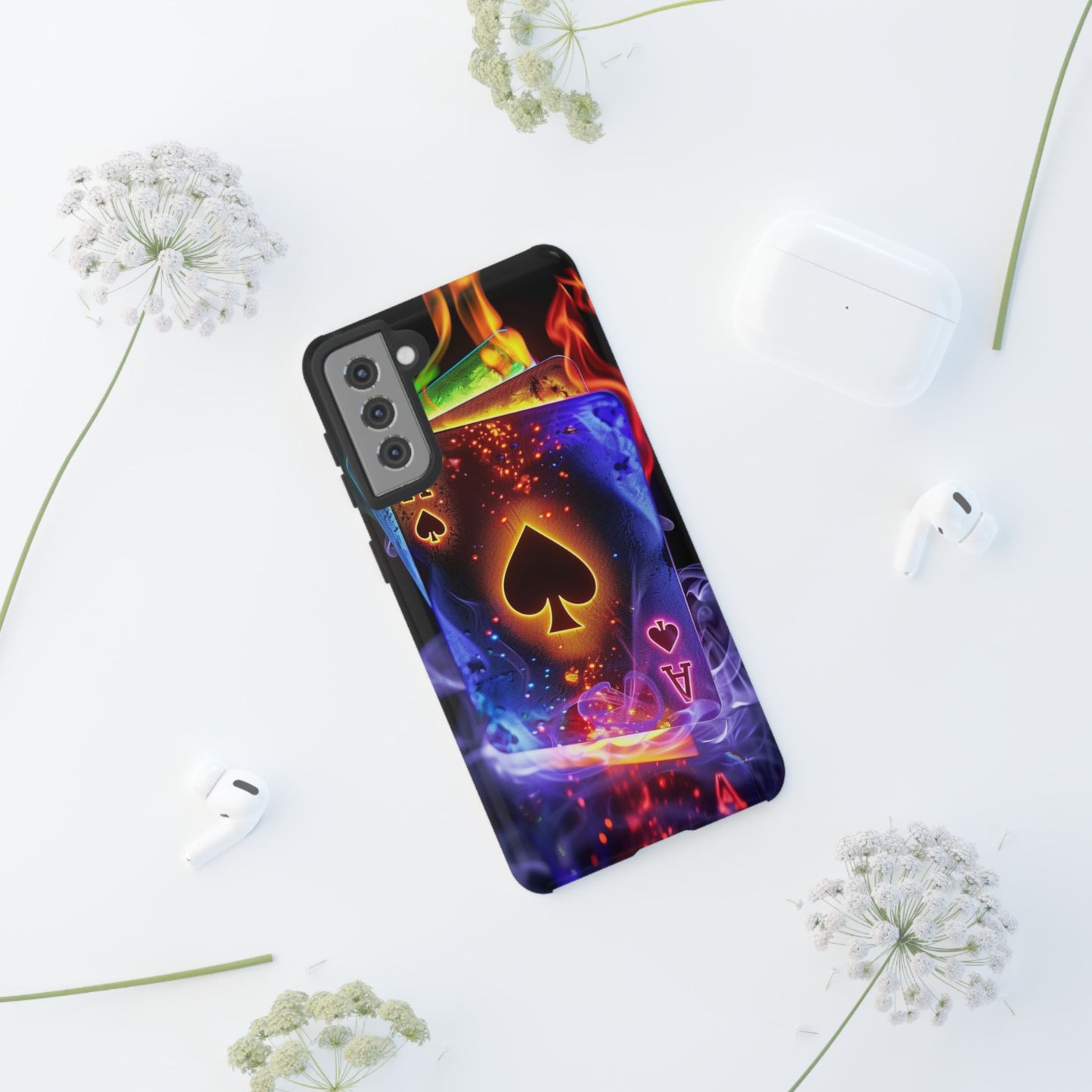 Vibrant Phone Case with Ace of Spades Design, Tough Phone Cover, Colorful Gift for Gamer| Samsung Case