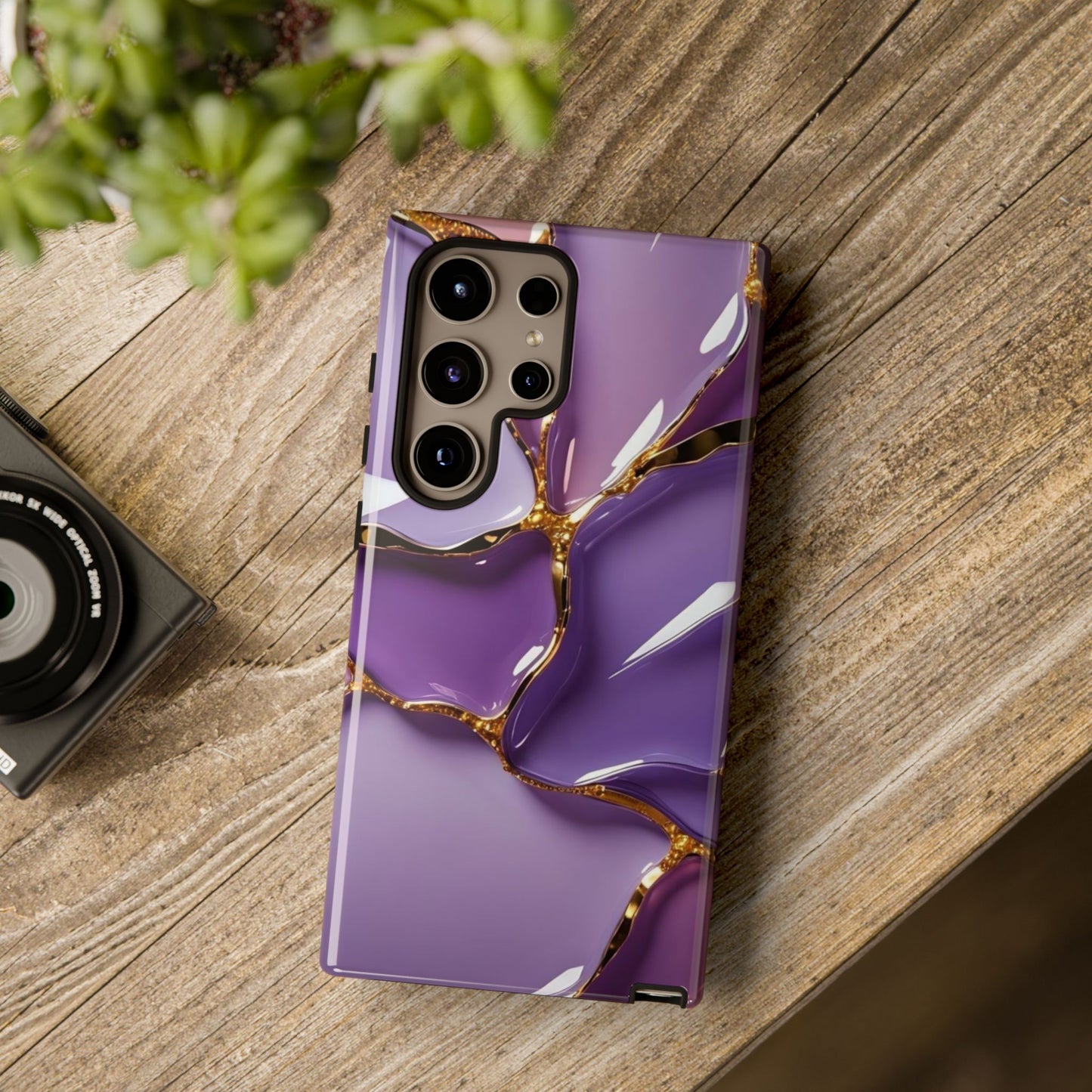 Elegant Phone Case with Purple Marble Design, Tough Phone Cover, Chic Mobile Accessory, Unique Gift for Her, Stylish Phone Protector - Samsung case