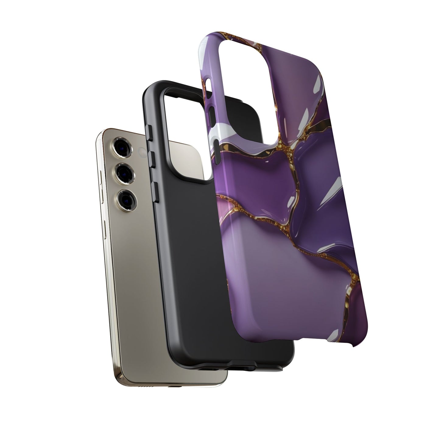 Elegant Phone Case with Purple Marble Design, Tough Phone Cover, Chic Mobile Accessory, Unique Gift for Her, Stylish Phone Protector - Samsung case