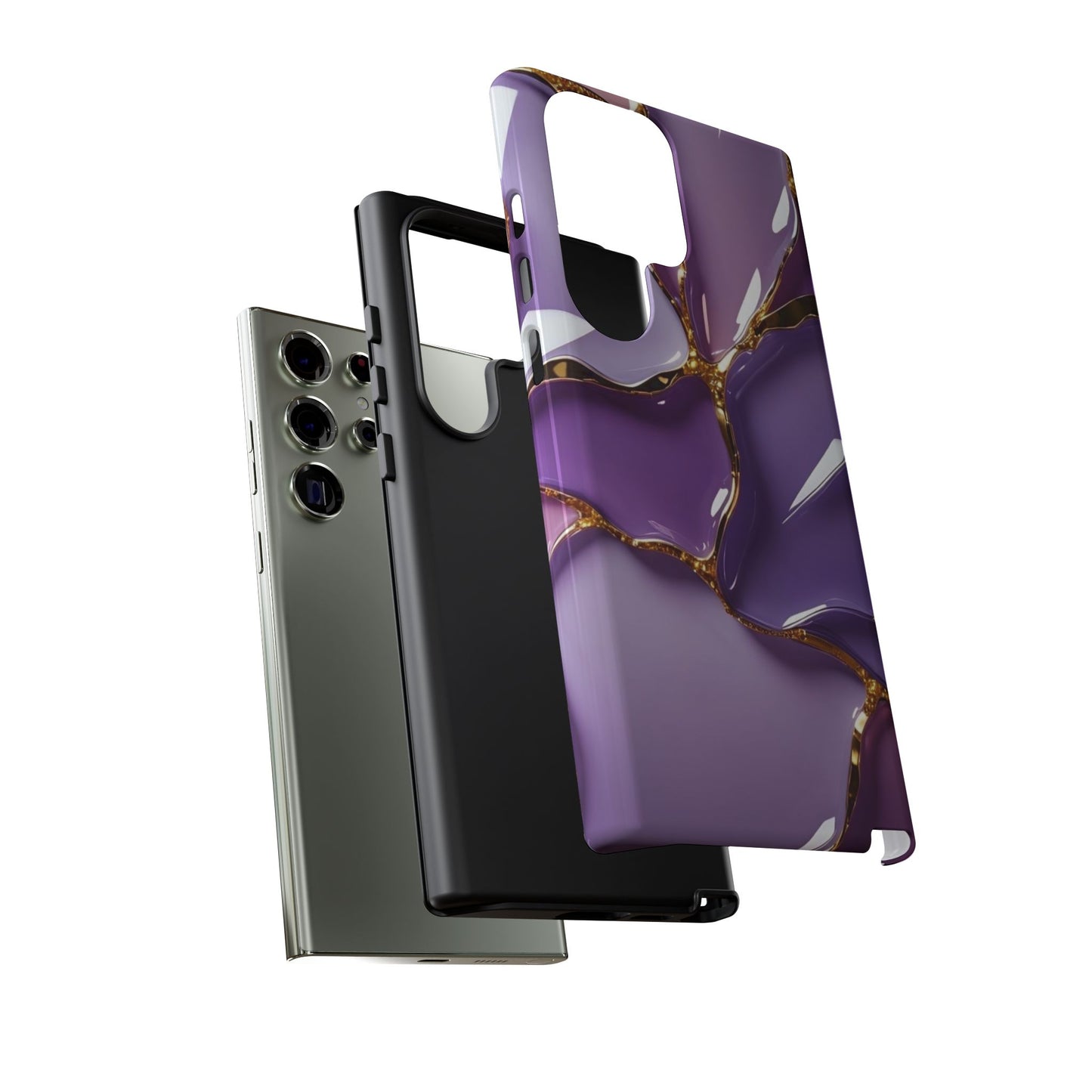 Elegant Phone Case with Purple Marble Design, Tough Phone Cover, Chic Mobile Accessory, Unique Gift for Her, Stylish Phone Protector - Samsung case