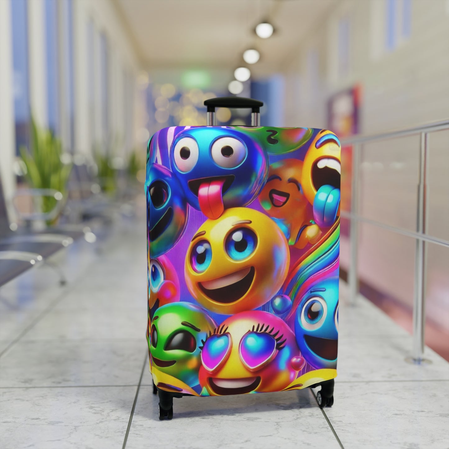 Vibrant Emoji Luggage Cover, Fun Travel Accessory, Personalized Luggage Protector, Gifts for Travelers, Colorful Suitcase Cover