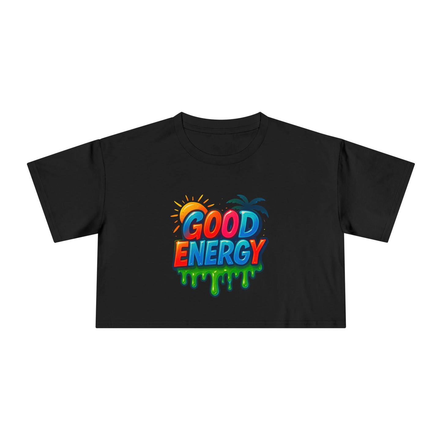 Good Vibes Women's Crop Tee - Summer Top, Colorful Casual Wear, Gift for Her, Festival Shirt, Good Energy Design