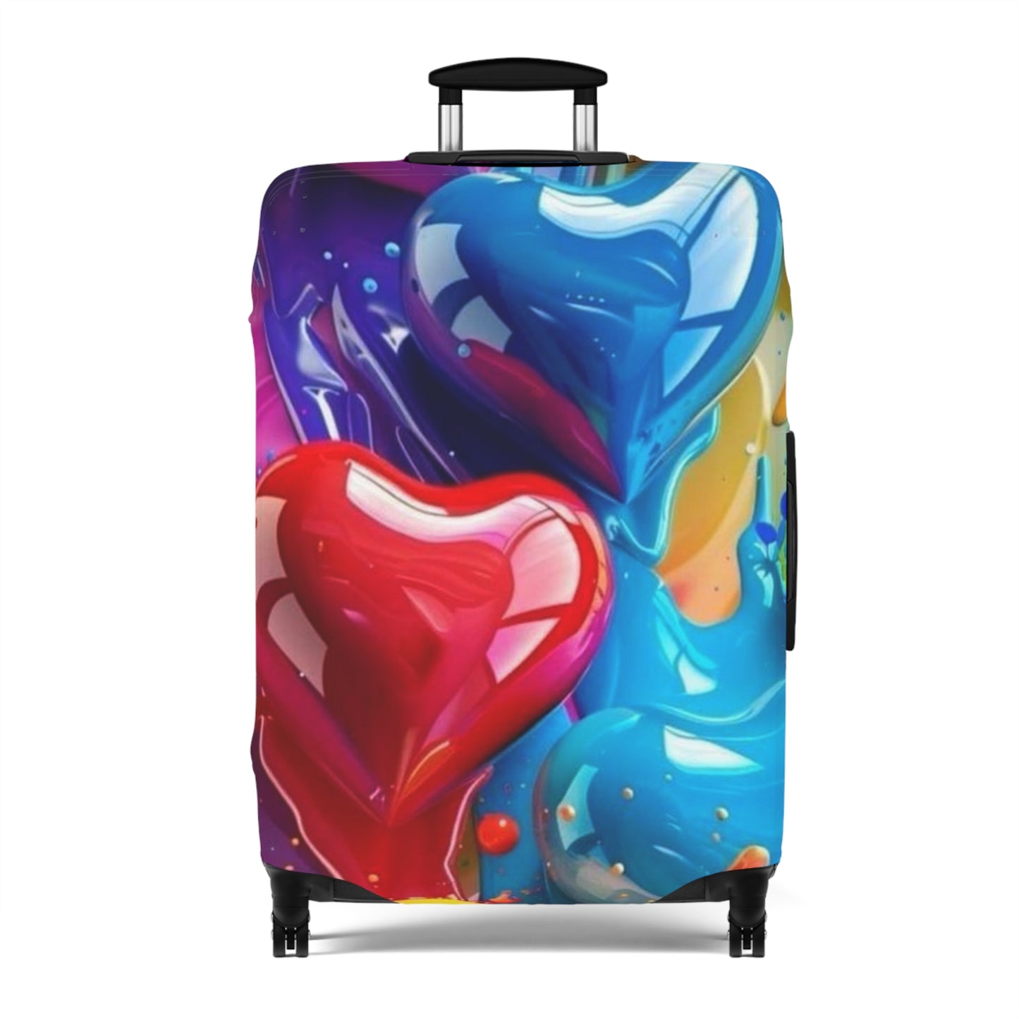 Colorful Heart Luggage Cover - Travel Accessory, Gift for Travelers, Valentine's Day, Fun Travel Gear, Suitcase Protector