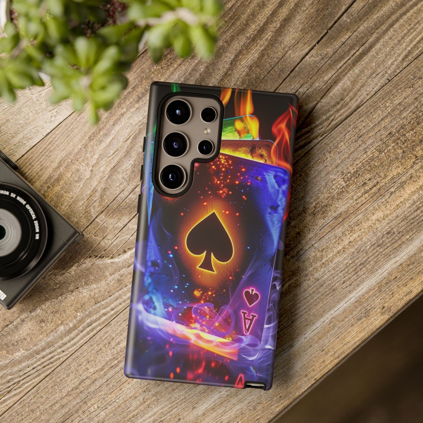 Vibrant Phone Case with Ace of Spades Design, Tough Phone Cover, Colorful Gift for Gamer| Samsung Case