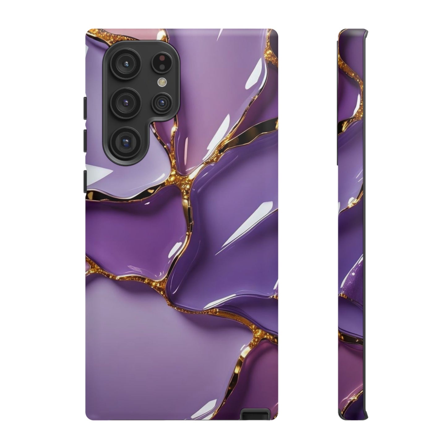 Elegant Phone Case with Purple Marble Design, Tough Phone Cover, Chic Mobile Accessory, Unique Gift for Her, Stylish Phone Protector - Samsung case