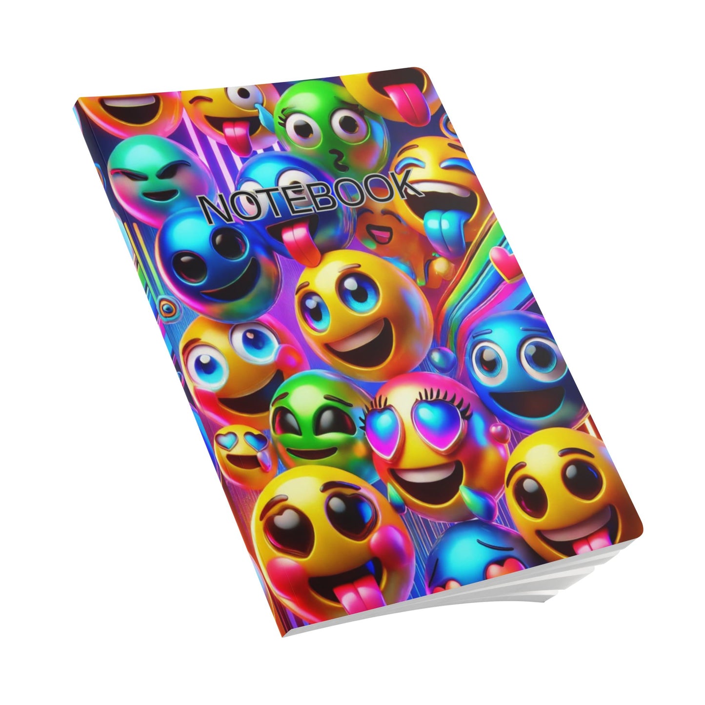 Vibrant Emoji Softcover Journal, Fun Notebook for Kids, Cute Diary for Teens, Gift for Students, Colorful Writing Pad