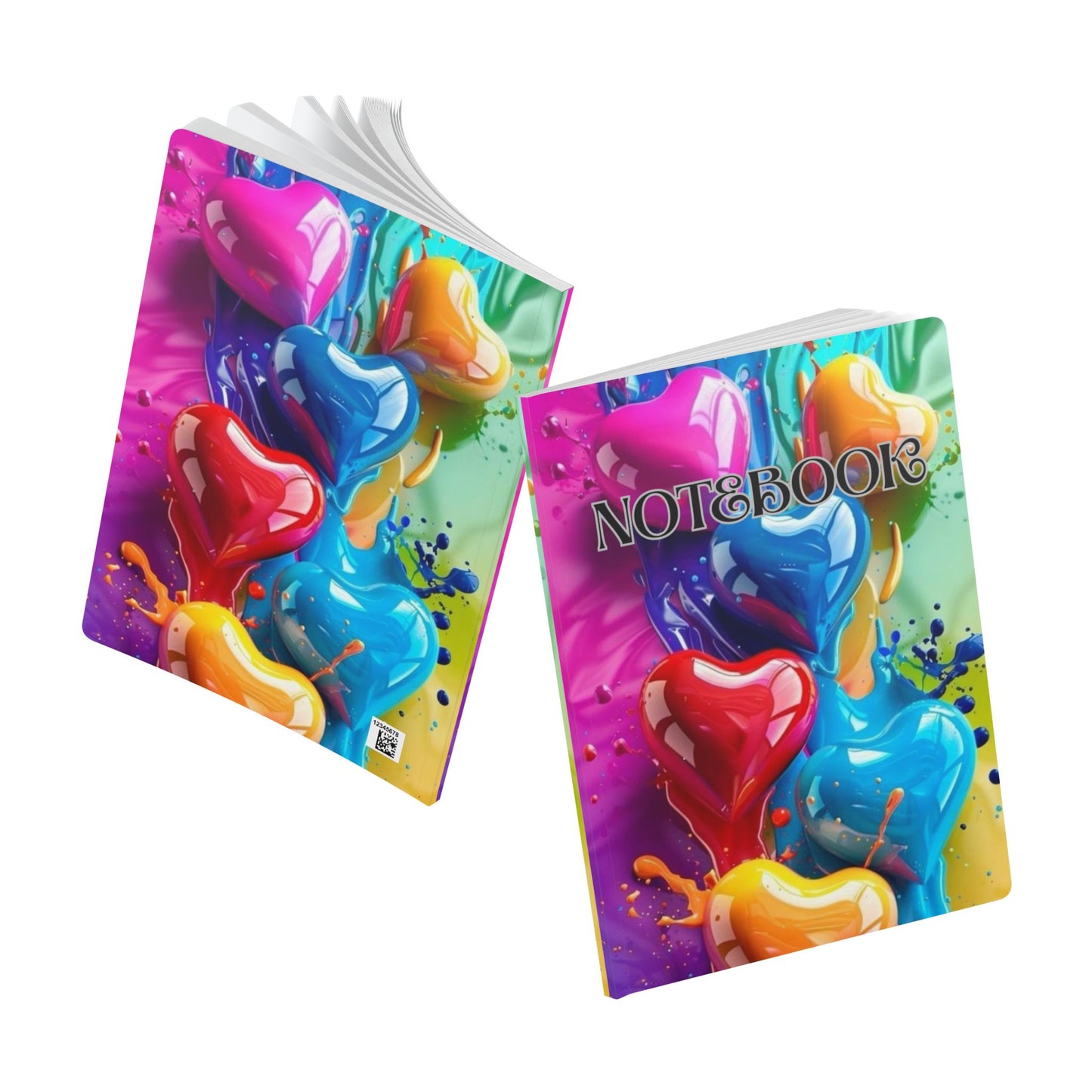 Vibrant Heart-Themed Softcover Journal, Colorful Notebook, Art Journal, Gift for Creatives, Love & Friendship Notes, Creative Writing Diary