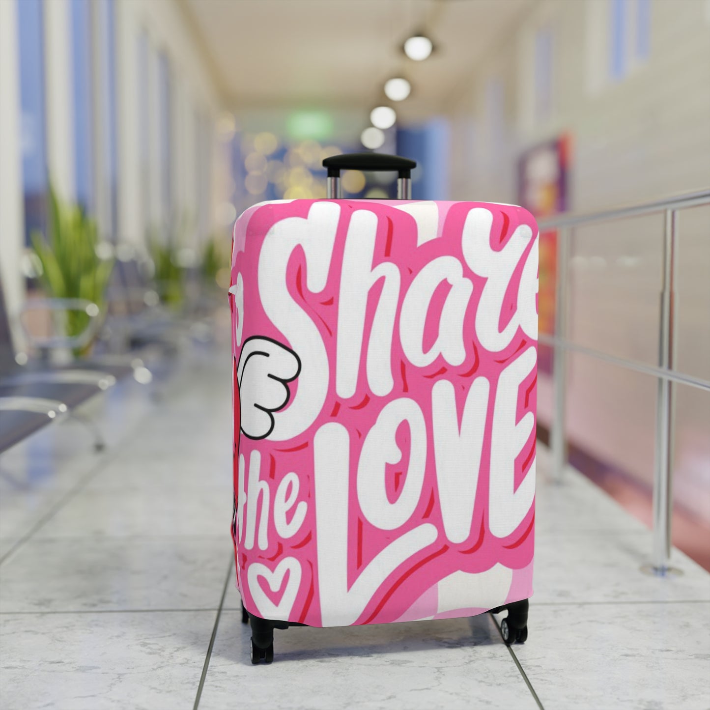 Colorful Luggage Cover - Share the Love, Travel Accessory, Suitcase Protector, Gift for Travelers, Fun Travel Gear | Suitcase