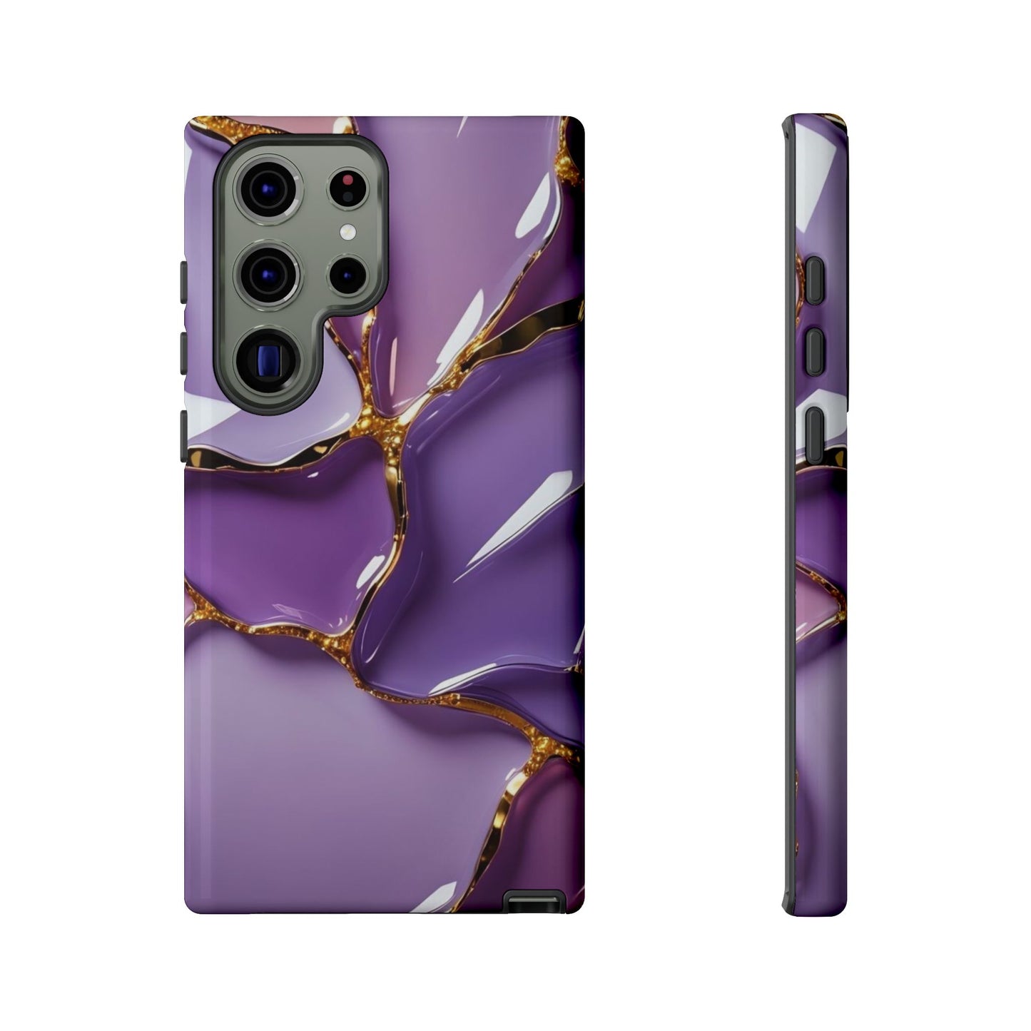 Elegant Phone Case with Purple Marble Design, Tough Phone Cover, Chic Mobile Accessory, Unique Gift for Her, Stylish Phone Protector - Samsung case