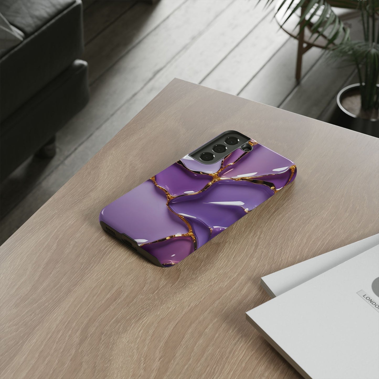 Elegant Phone Case with Purple Marble Design, Tough Phone Cover, Chic Mobile Accessory, Unique Gift for Her, Stylish Phone Protector - Samsung case