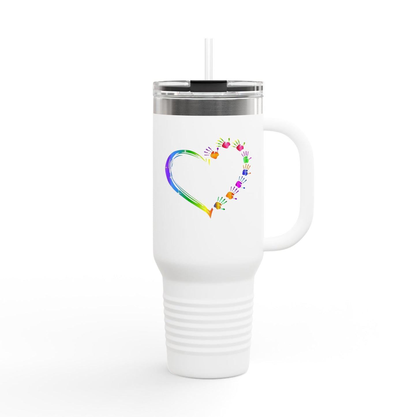 Rainbow Heart Insulated Travel Tumbler 40oz