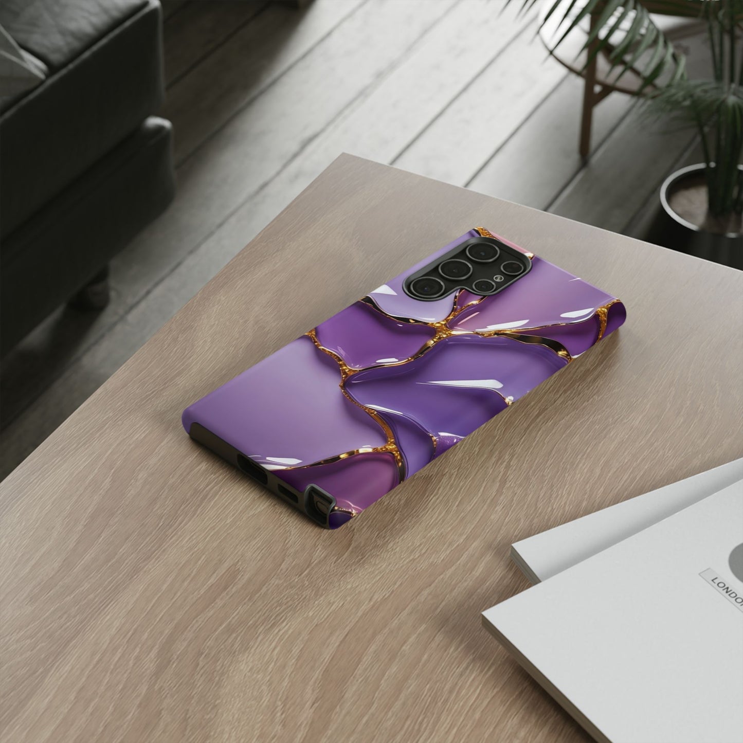 Elegant Phone Case with Purple Marble Design, Tough Phone Cover, Chic Mobile Accessory, Unique Gift for Her, Stylish Phone Protector - Samsung case