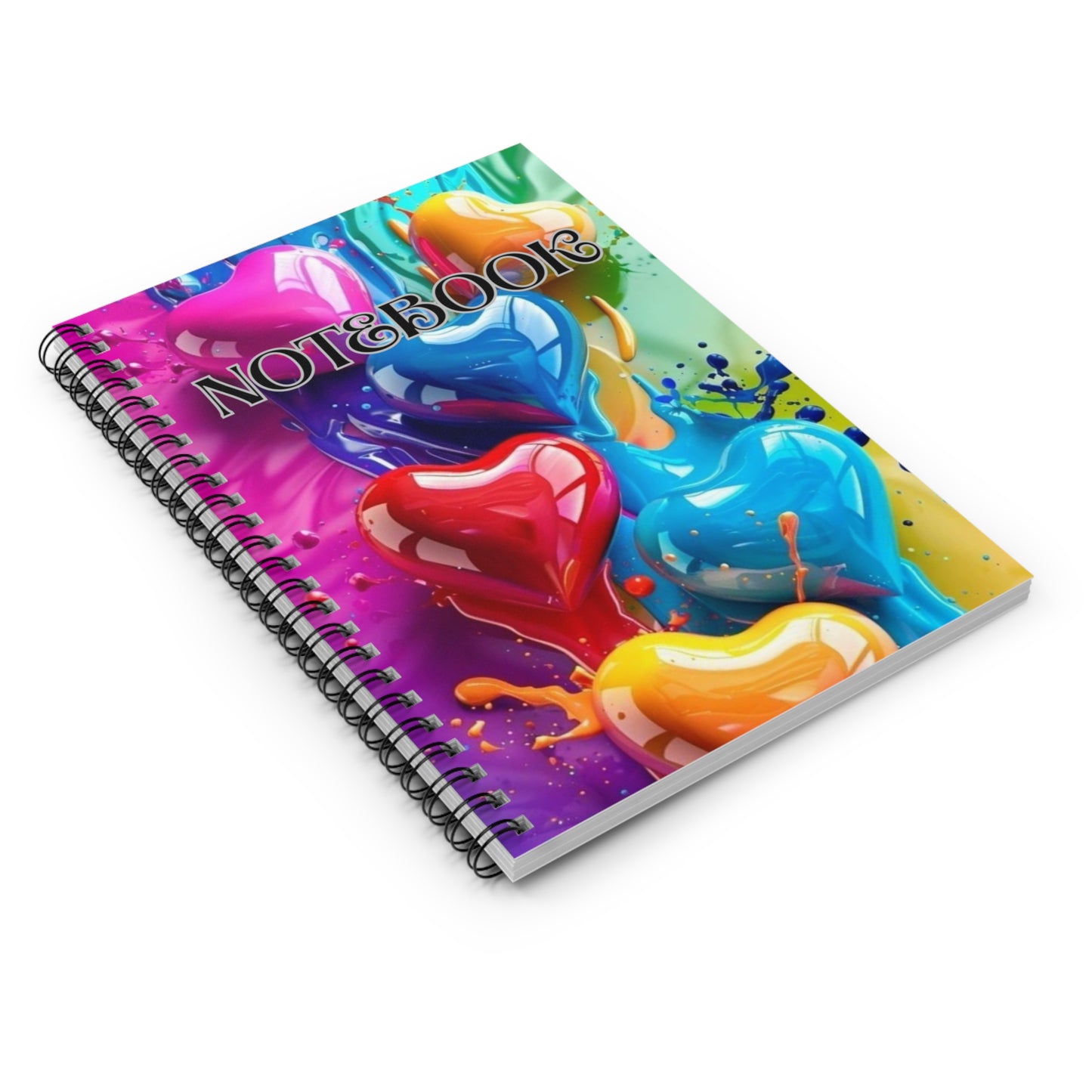 Colorful Heart Spiral Notebook - Ruled Line, Cute Journal, Gift for Her, School Supplies, Love Notes, Creative Writing, Artistic Memoir