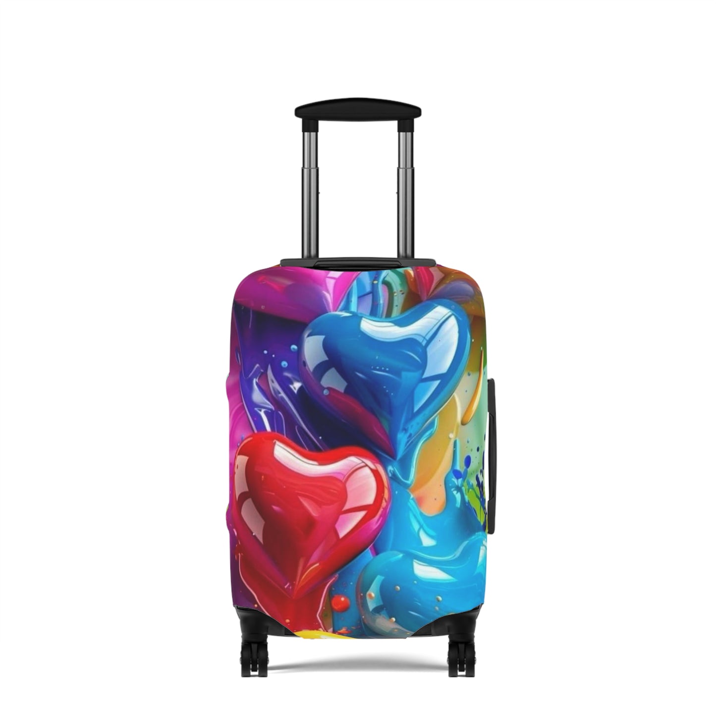 Colorful Heart Luggage Cover - Travel Accessory, Gift for Travelers, Valentine's Day, Fun Travel Gear, Suitcase Protector