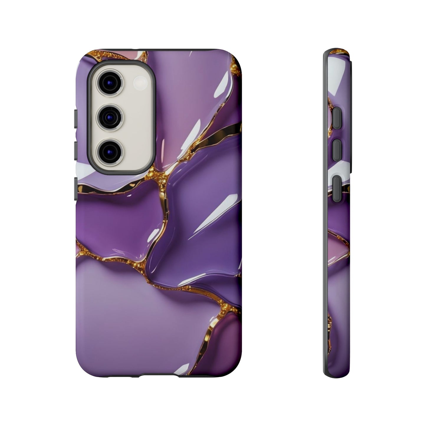 Elegant Phone Case with Purple Marble Design, Tough Phone Cover, Chic Mobile Accessory, Unique Gift for Her, Stylish Phone Protector - Samsung case