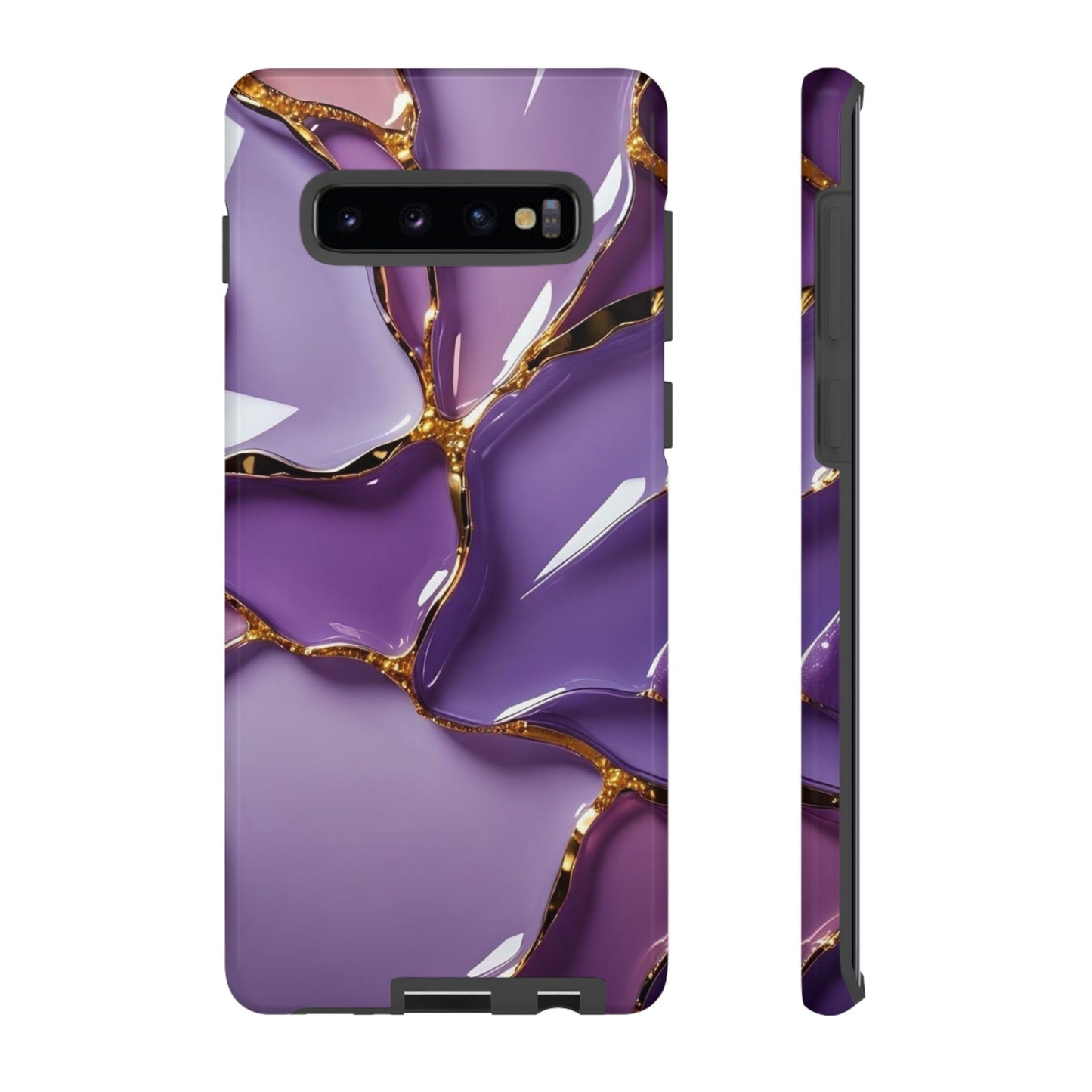 Elegant Phone Case with Purple Marble Design, Tough Phone Cover, Chic Mobile Accessory, Unique Gift for Her, Stylish Phone Protector - Samsung case