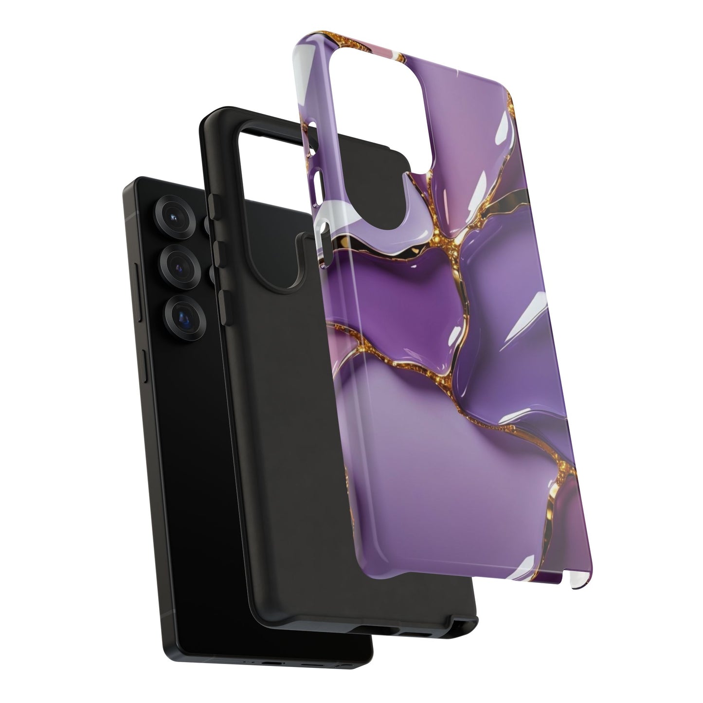 Elegant Phone Case with Purple Marble Design, Tough Phone Cover, Chic Mobile Accessory, Unique Gift for Her, Stylish Phone Protector - Samsung case