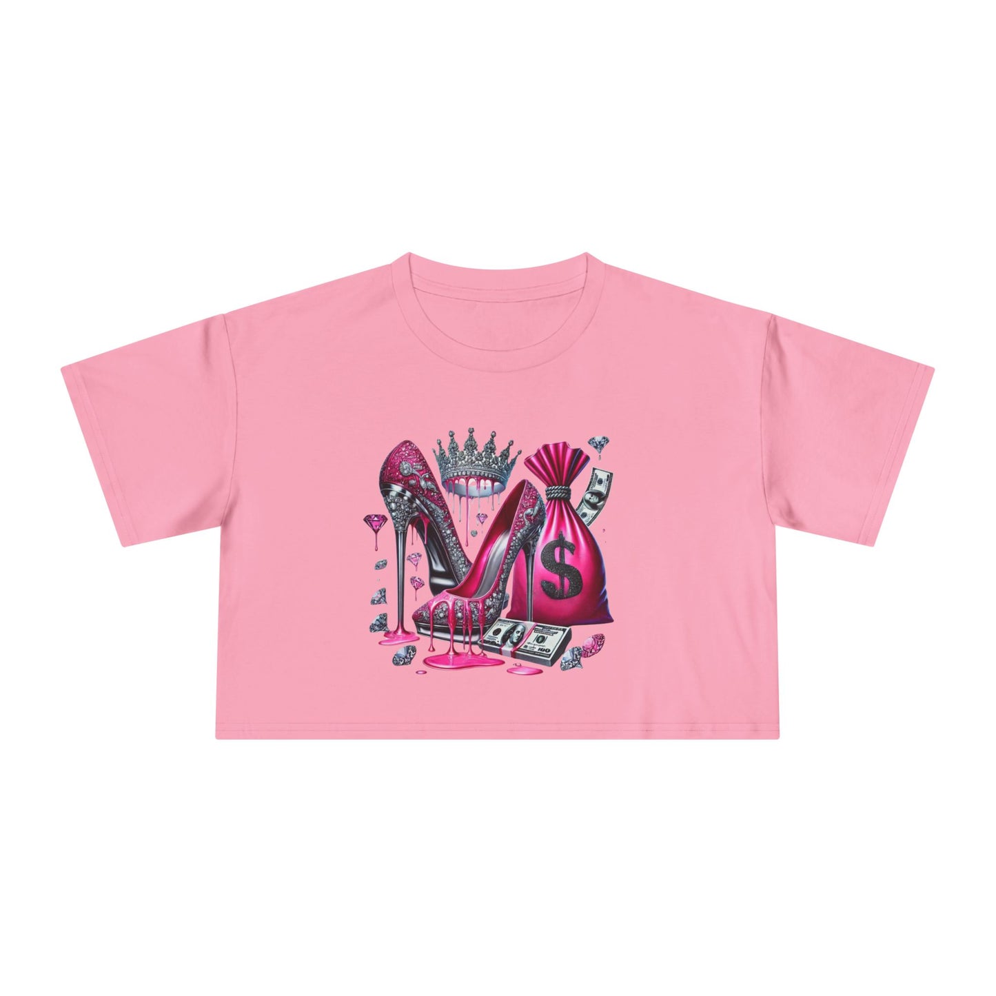 Chic Women's Crop Tee with Stylish Shoe and Money Design, Trendy Casual Top, Perfect Gift for Fashion Lovers, Birthday or Party [...]