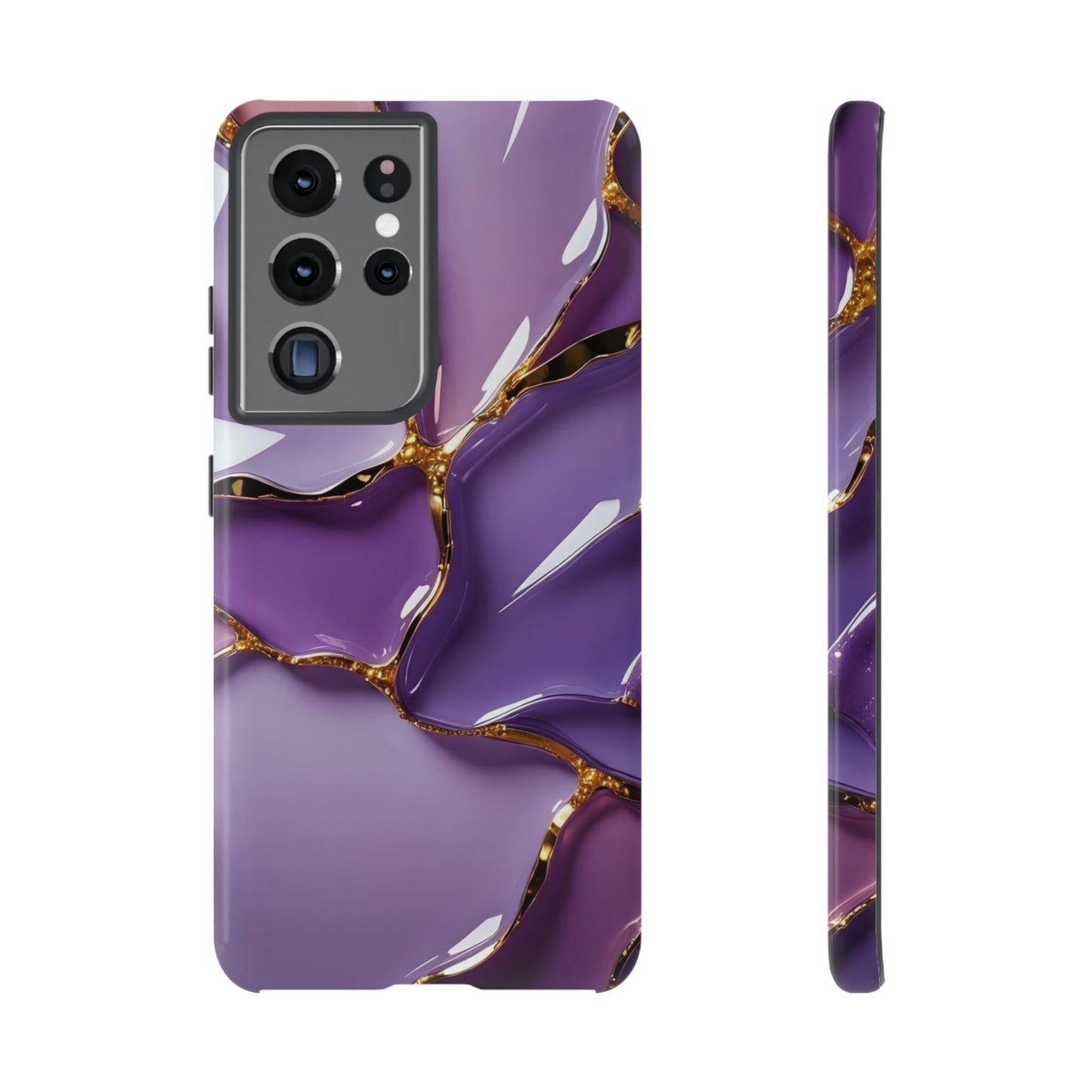Elegant Phone Case with Purple Marble Design, Tough Phone Cover, Chic Mobile Accessory, Unique Gift for Her, Stylish Phone Protector - Samsung case