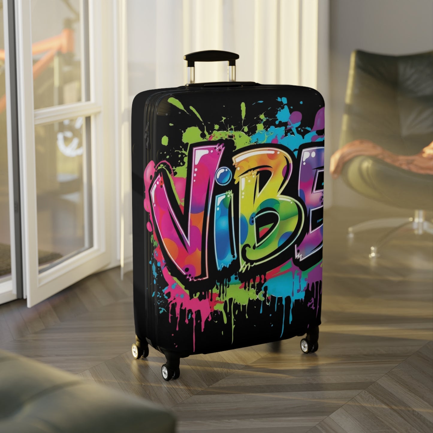 Vibrant Luggage Cover - Graffiti Style Travel Accessory, Perfect for Vacation, Unique Gift, Summer Travel | Suitcase