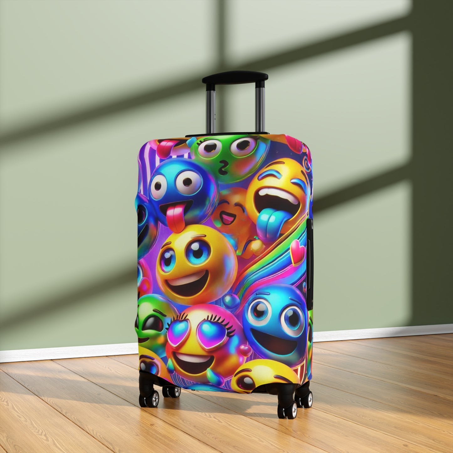 Vibrant Emoji Luggage Cover, Fun Travel Accessory, Personalized Luggage Protector, Gifts for Travelers, Colorful Suitcase Cover