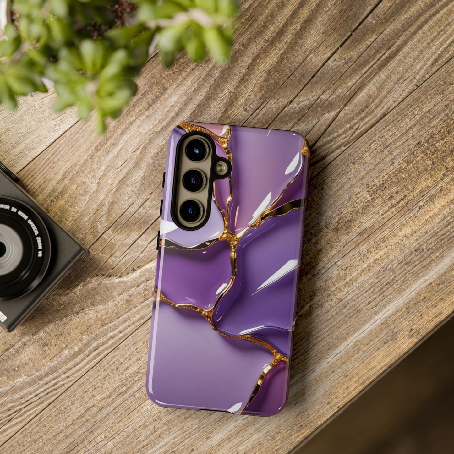 Elegant Phone Case with Purple Marble Design, Tough Phone Cover, Chic Mobile Accessory, Unique Gift for Her, Stylish Phone Protector - Samsung case