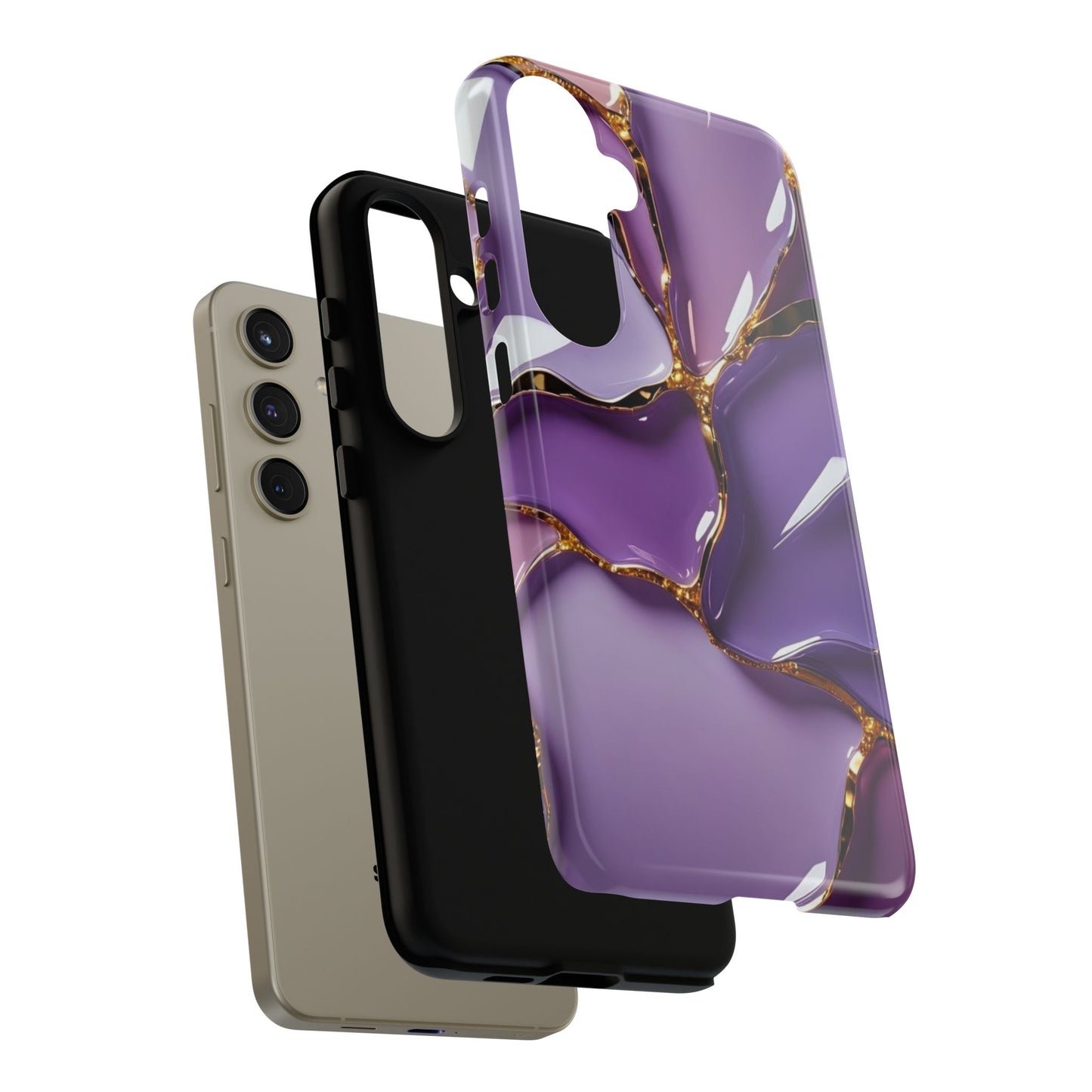 Elegant Phone Case with Purple Marble Design, Tough Phone Cover, Chic Mobile Accessory, Unique Gift for Her, Stylish Phone Protector - Samsung case
