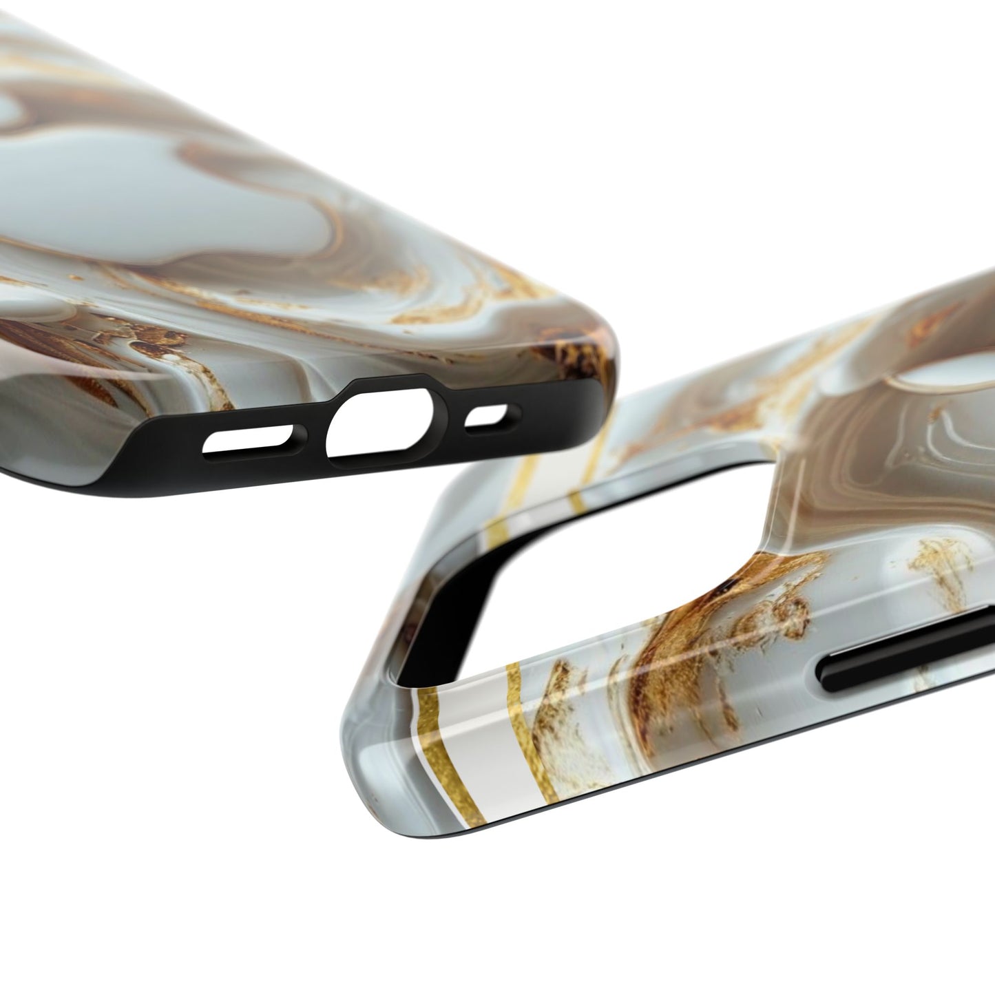 Elegant Gold & White Tough Phone Cases, Stylish Phone Protection, Gift for Apple Lovers, Tech Accessories, Trendy Phone Cover | Iphone Case