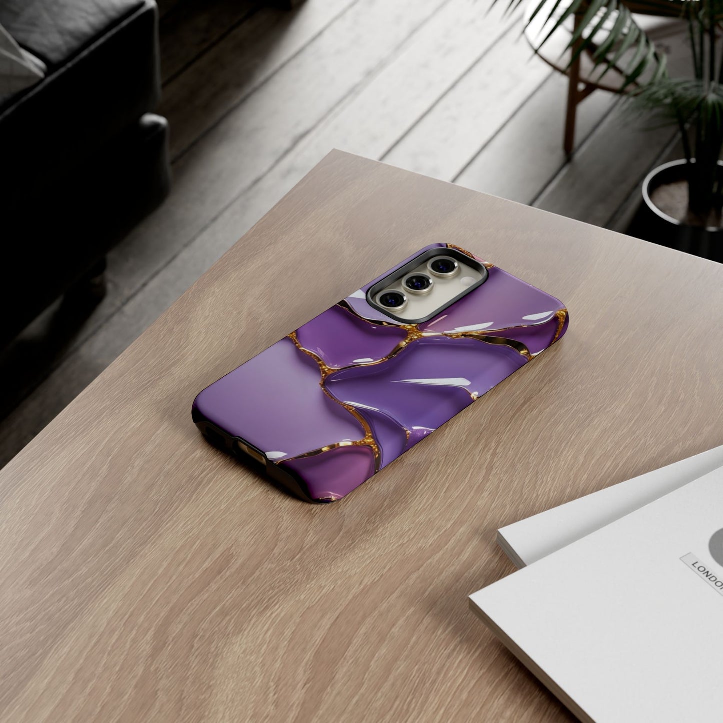 Elegant Phone Case with Purple Marble Design, Tough Phone Cover, Chic Mobile Accessory, Unique Gift for Her, Stylish Phone Protector - Samsung case
