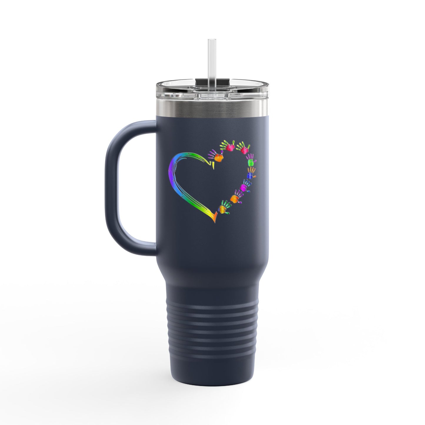 Rainbow Heart Insulated Travel Tumbler 40oz