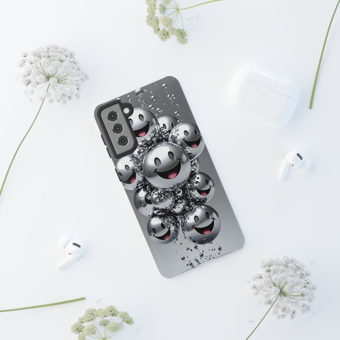 Cheerful Phone Case with Smiley Faces, Tough and Fun Case for You, Gift for Friends, Unique Smartphone Cover, Bubble Design | Samsung Case
