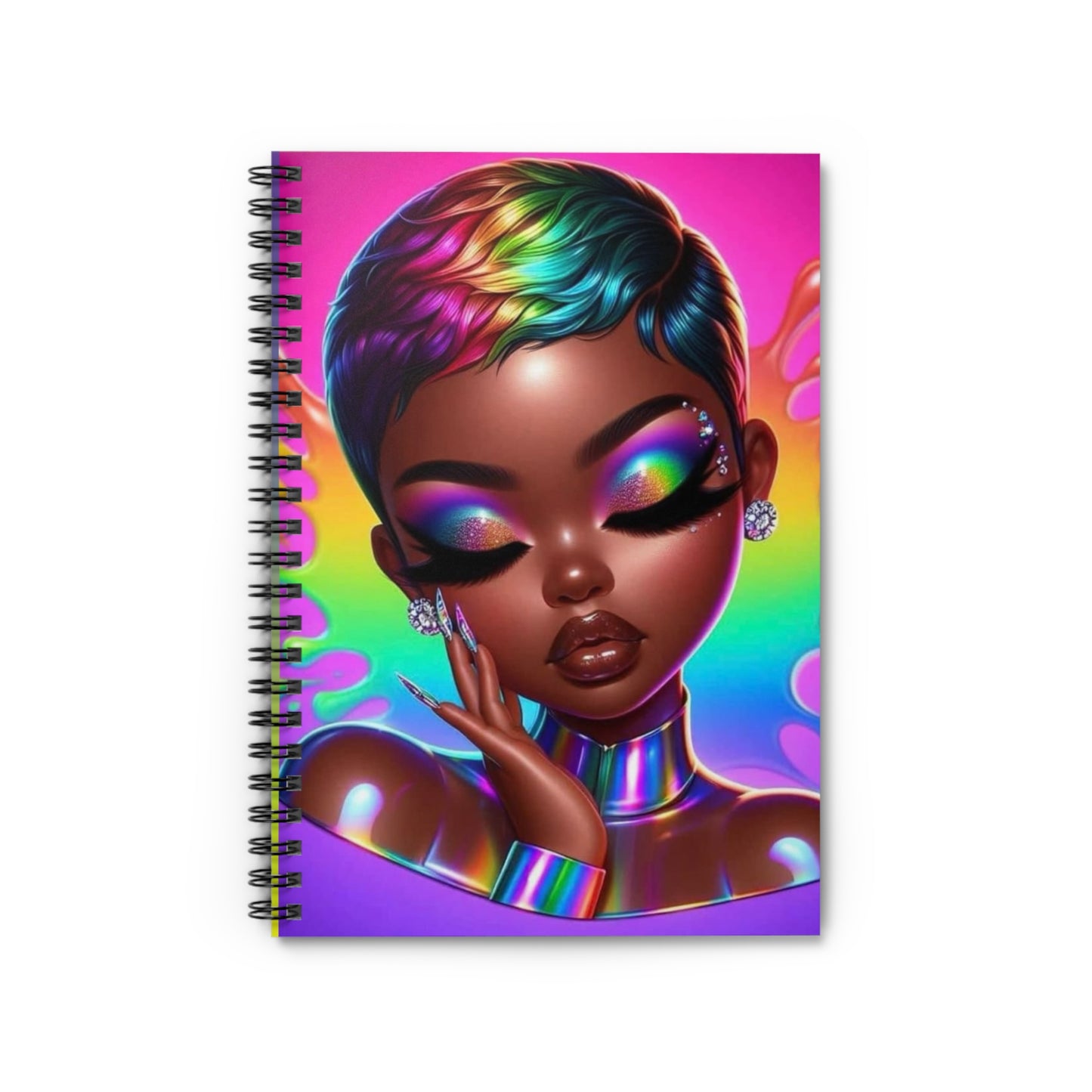 Rainbow Vibe Spiral Notebook, Colorful Art Journal, Aesthetic Stationery, Gift for Artists, Cute Diary
