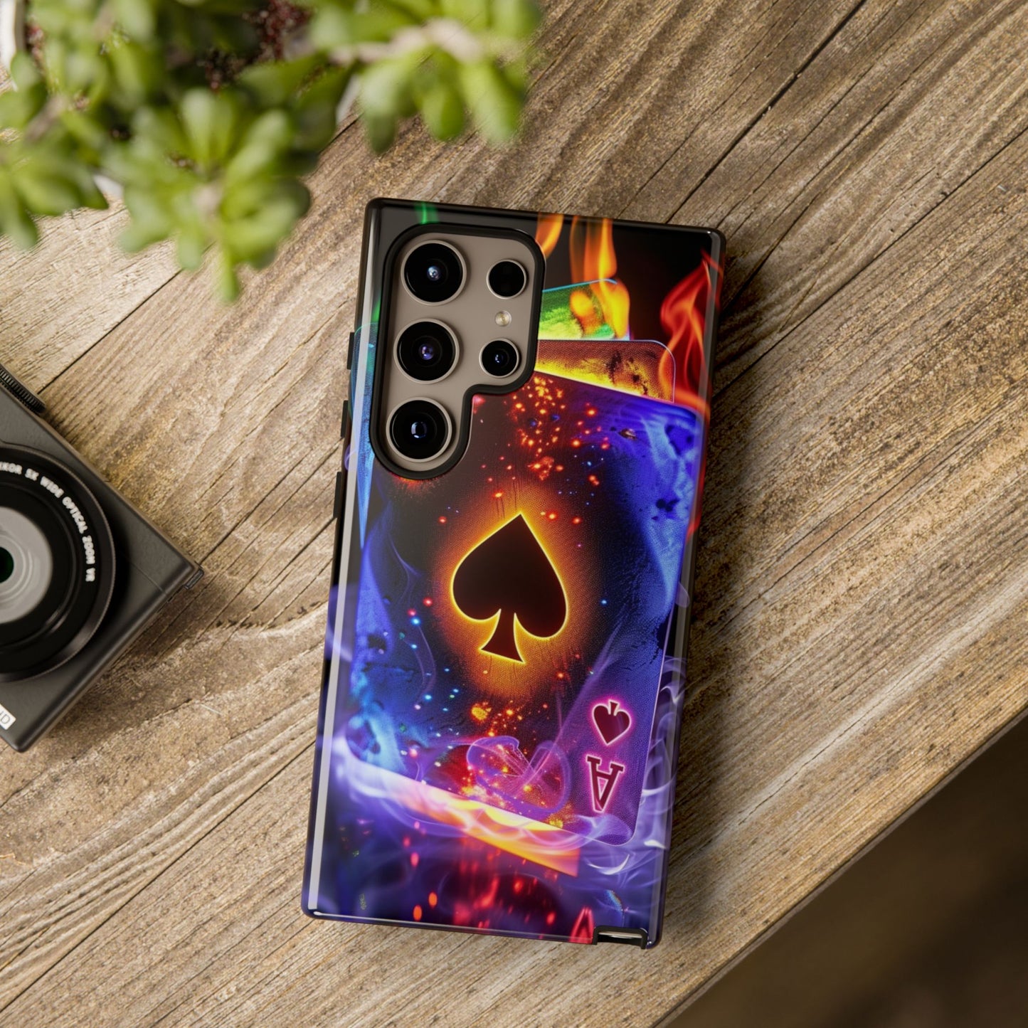 Vibrant Phone Case with Ace of Spades Design, Tough Phone Cover, Colorful Gift for Gamer| Samsung Case