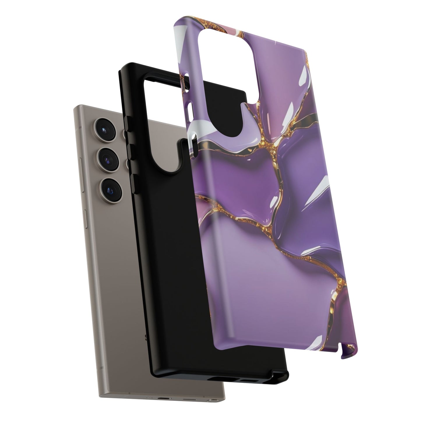 Elegant Phone Case with Purple Marble Design, Tough Phone Cover, Chic Mobile Accessory, Unique Gift for Her, Stylish Phone Protector - Samsung case